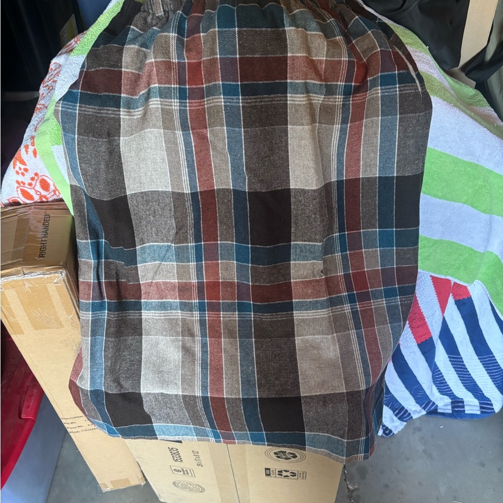 Source Unknown Plaid Mini Dress - Brown, Blue, Red